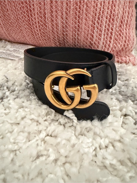 Gucci Accessories - Gucci Black Leather Belt with Gold Double G Buckle